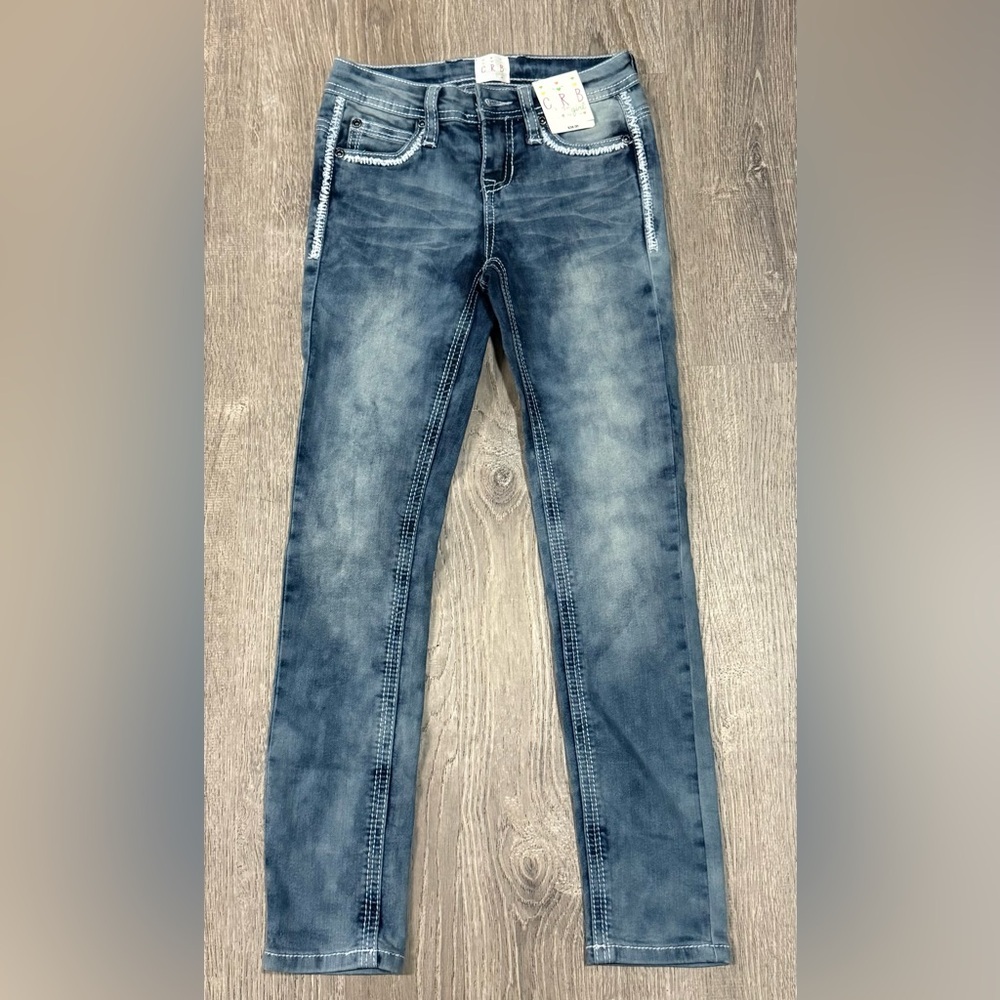 Girls CRB Embellished Skinny Jeans | Medium Wash Denim | Size 8 - Picture 2 of 11